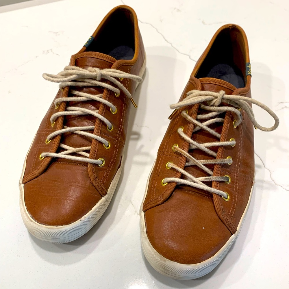 Keds Women’s Kickstart Genuine Leather Lace-up Shoes (in dark camel, size 9)